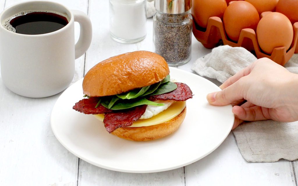 Turkey bacon breakfast sandwich