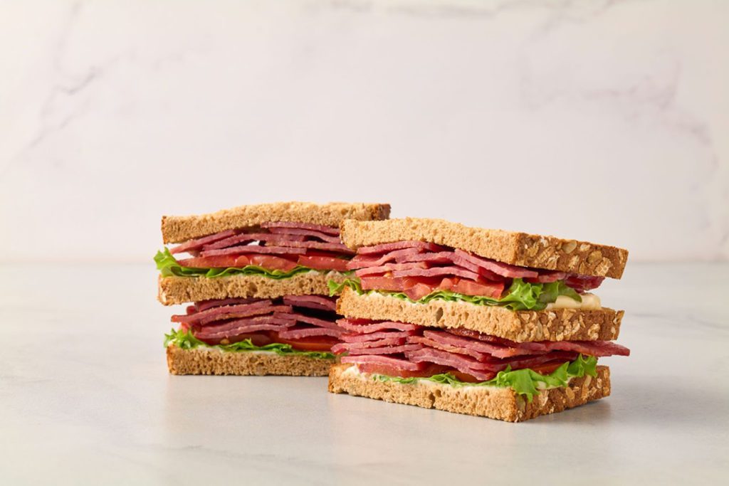 Make a BLT sandwich using turkey bacon 
