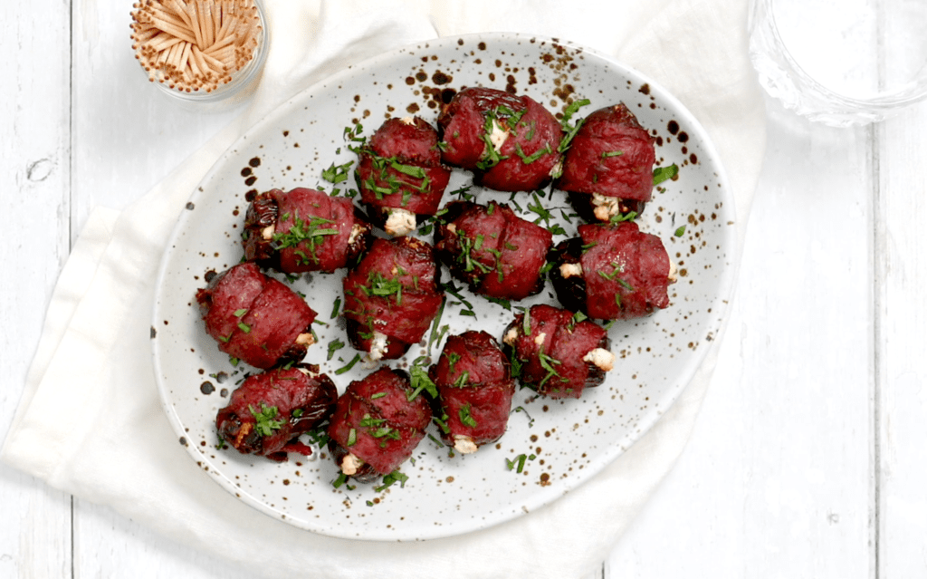 Potluck ideas: Angus Steak Bacon wrapped dates