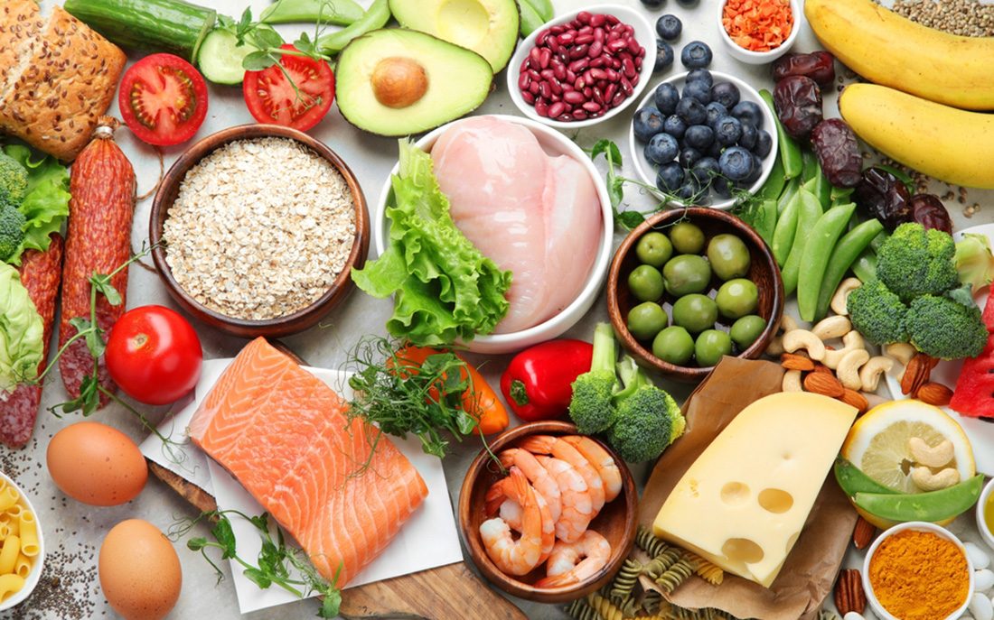 Bird's eye view of fresh ingredients, used on blog about leftover ingredients