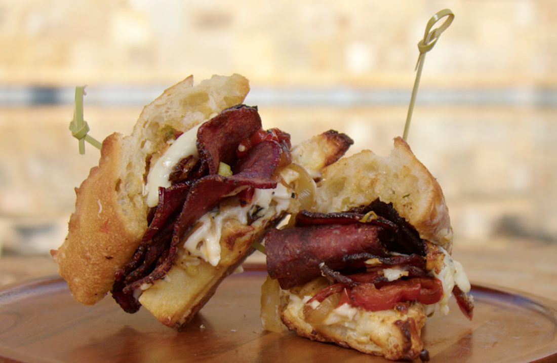 Turkey Bacon Cheesesteaks